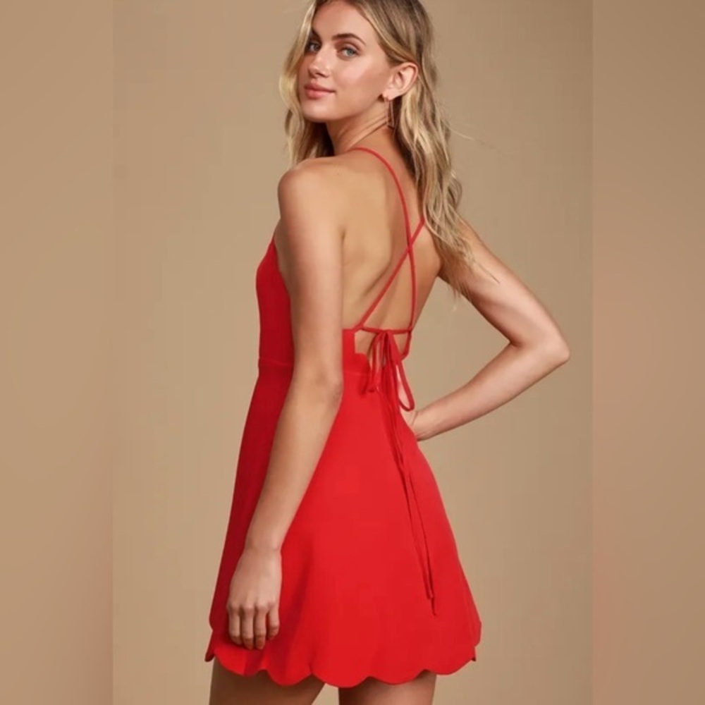 Lulu’s Play On Curves Red‎ Backless Dress Size Large
